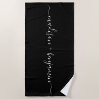 Chic Newlywed Monogram Names Schwarz-weiß