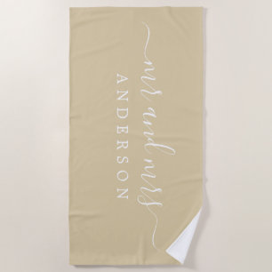 Chic Newlywed Mr Beige Sand Mit Monogramm Strandtuch