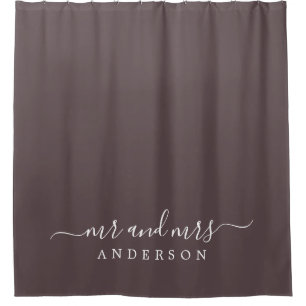 Chic Newlywed Mr. Dark Burgundy Monogram Duschvorhang