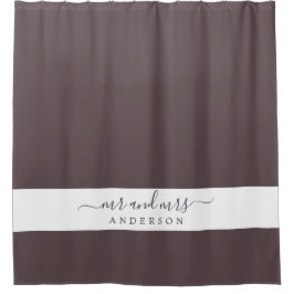 Chic Newlywed Mr. Dark Burgundy Monogram Duschvorhang