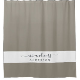 Chic Newlywed Mr. Gray Monogram Duschvorhang