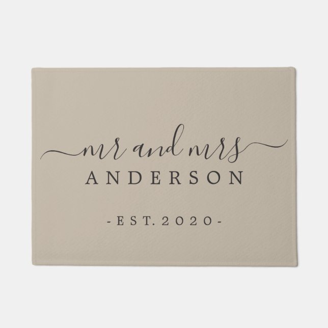 Chic Newlywed Mr. Grey Family Monogram Fußmatte (Vorderseite)