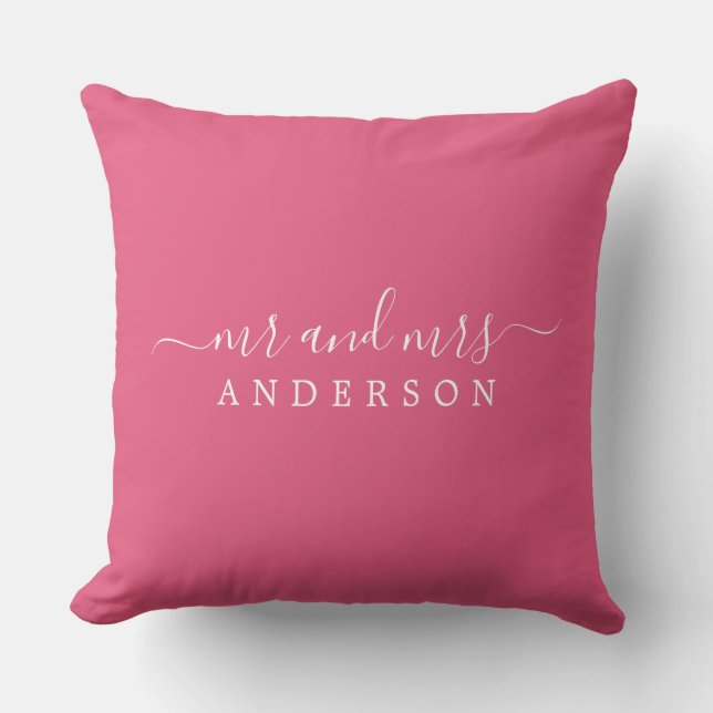Chic Newlywed Mr. Hot Pink Monogram Kissen (Vorderseite)