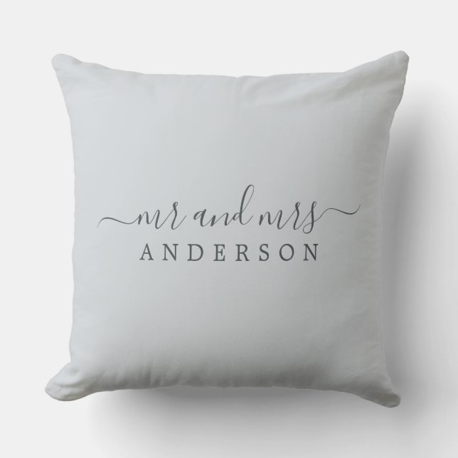 Chic Newlywed Mr. Ice Blue Monogram Kissen (Vorderseite)