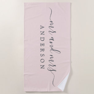 Chic Newlywed Mr. Pastel Pink Mit Monogramm Strandtuch