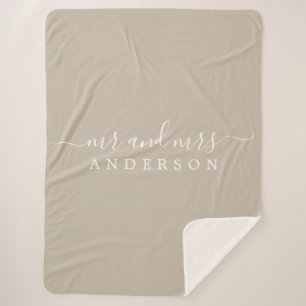 Chic Newlywed Mr. Shiitake Gray Monogram Sherpadecke