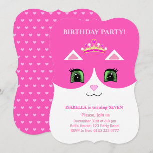 Chic Niedlich Pink White Tuxedo Katze Einladung