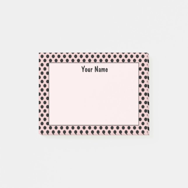 Chic Niedlich Retro Pink und Black Polka Dot Muste Post-it Klebezettel (Vorderseite)