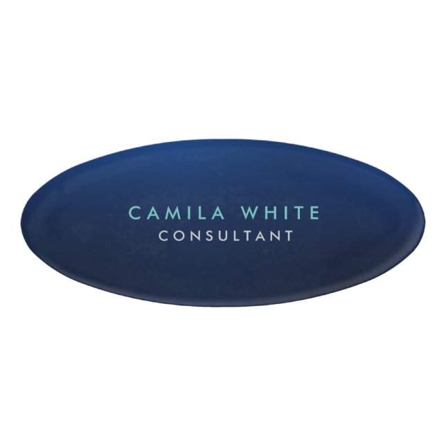 Chic Night Blue Elegante Beruflich Namenschild (Vorderseite)