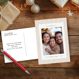 Chic Nordic Brown and White Snowflake Postcard Feiertagspostkarte