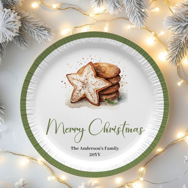 Chic Nordic Christmas Personalized Name Family Pappteller (Chic Nordic Christmas Personalized Name Paper Plates)