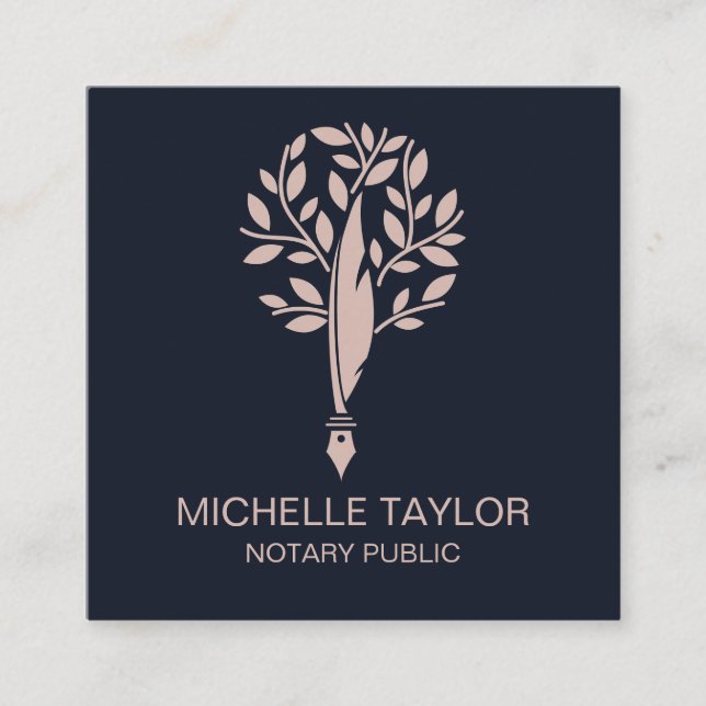 Chic Notary Loan Signing Agent Content Writer Copy Quadratische Visitenkarte (Vorderseite)