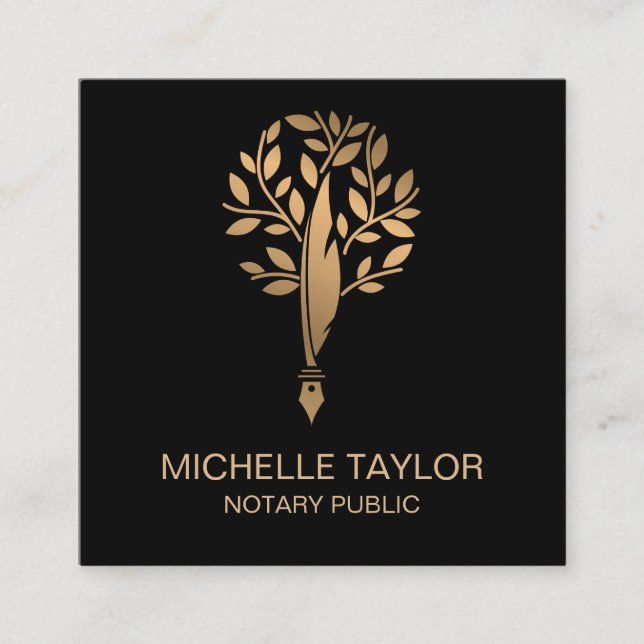 Chic Notary Loan Signing Agent Content Writer Copy Quadratische Visitenkarte (Vorderseite)