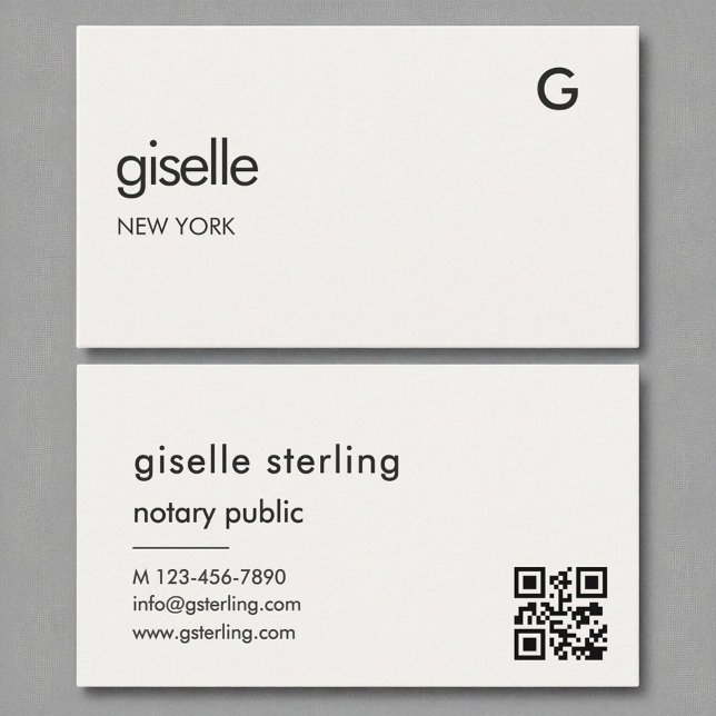 Chic Notary Public Luxury QR Code Monogram Visitenkarte (Von Creator hochgeladen)