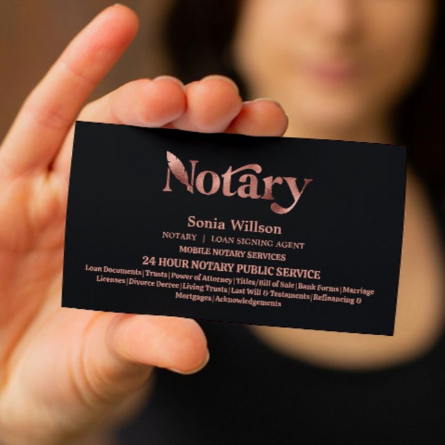 Chic Notary Public Rose Gold Loan Signing Agent Visitenkarte (Von Creator hochgeladen)