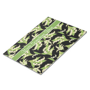 Chic Notepad oder Jotter: Lily of the Valley, Blac Notizblock