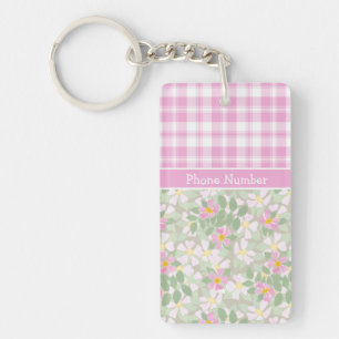 Chic Oblong Schlüsselanhänger: Pink Dogroses und K Schlüsselanhänger