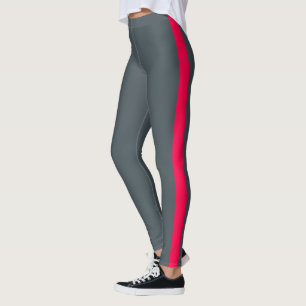 Chic Obsidian Grey Bright Pink Side Panel Leggings