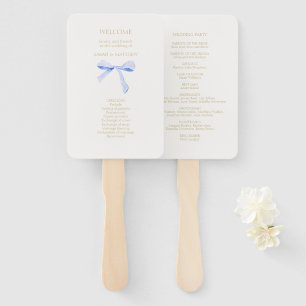 Chic Off White   Blue Ribbon Knot Fächer