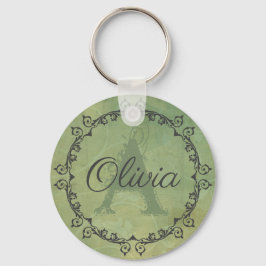 Chic Olive Green Monogram Personalisiert Schlüsselanhänger