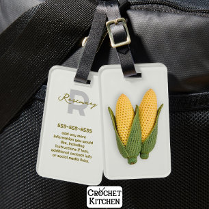 Chic Oma's Garden Modern Crochet Corn Name Gepäckanhänger