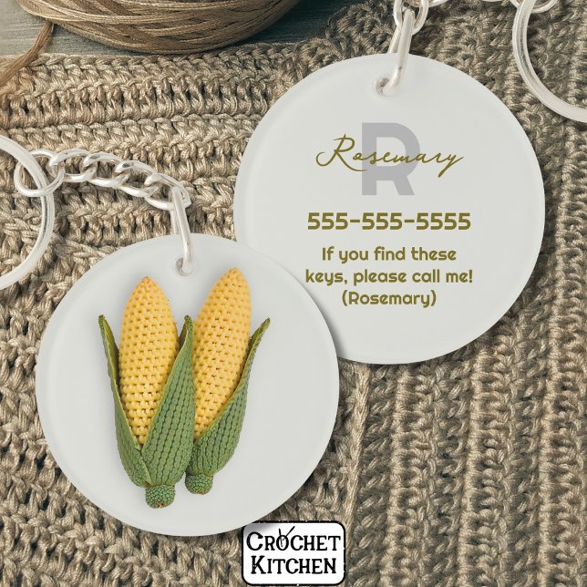 Chic Oma's Garden Modern Crochet Corn Name Schlüsselanhänger (Von Creator hochgeladen)