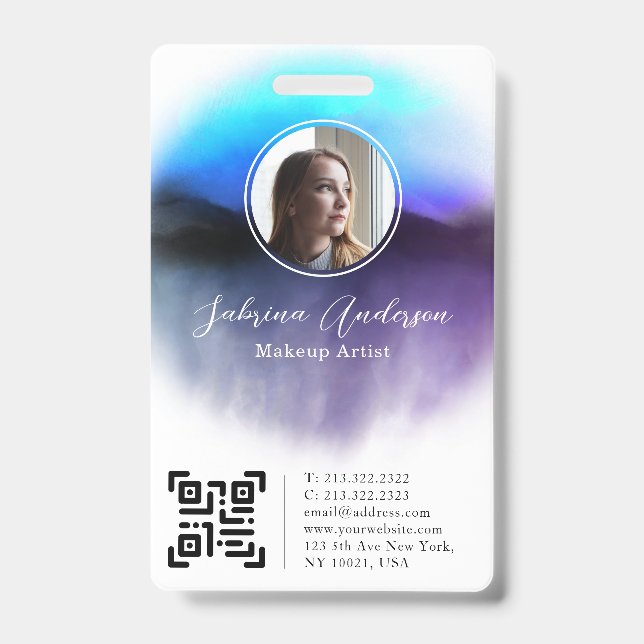 Chic Ombre Abstraktes Script-Foto-Logo Ausweis (Vorderseite)