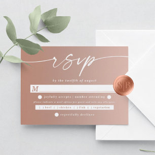 Chic Ombre Clay & Blush Pink Wedding Meal Choice RSVP Karte