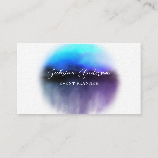 Chic Ombre Pink Lila Watercolor Abstrakt Visitenkarte (Vorderseite)