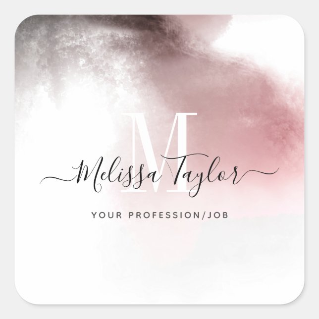 Chic Ombre Pink und Lila Wasserfarbe Quadratischer Aufkleber (Vorderseite)