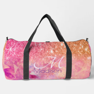 Chic ombre Rose Rosa Glitzer Monogramm Duffle Bag