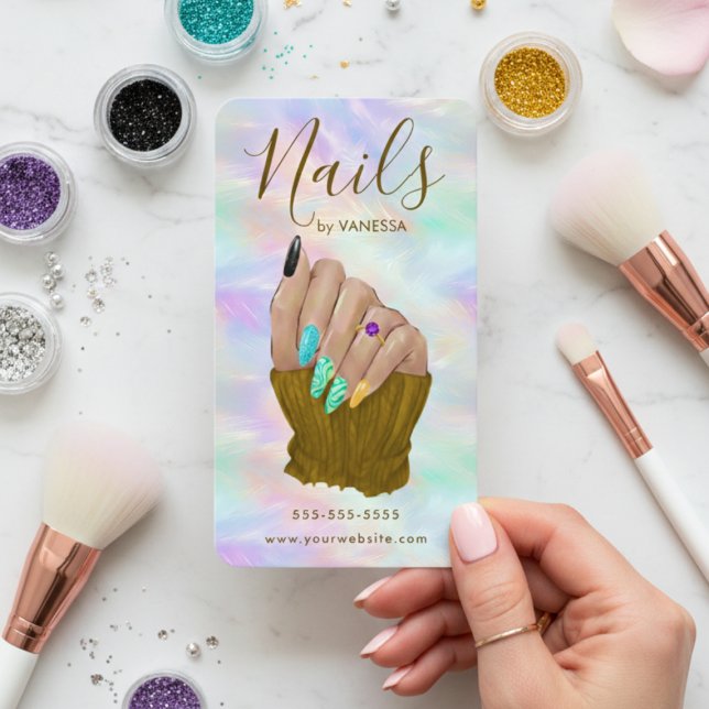 Chic Opal Manicurist Artist Modern Nail Studio Visitenkarte (Von Creator hochgeladen)