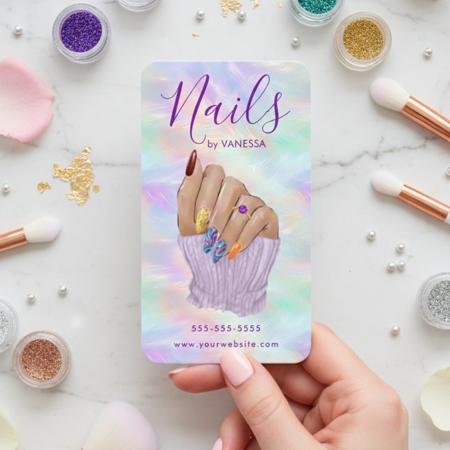 Chic Opal Manicurist Artist Stylish Nail Studio Visitenkarte (Von Creator hochgeladen)