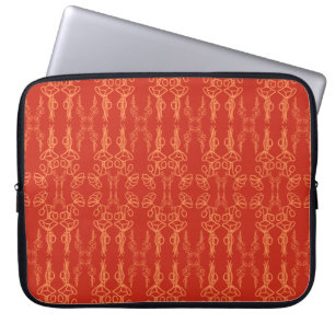 Chic Orange auf roter Mohnumrandung Laptop-Hülle Laptopschutzhülle