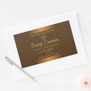 Chic Orange Brown Product Labels Gold Glitzer Logo Rechteckiger Aufkleber