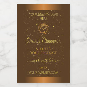 Chic Orange Brown Product Labels Gold Glitzer Rose Lebensmitteletikett