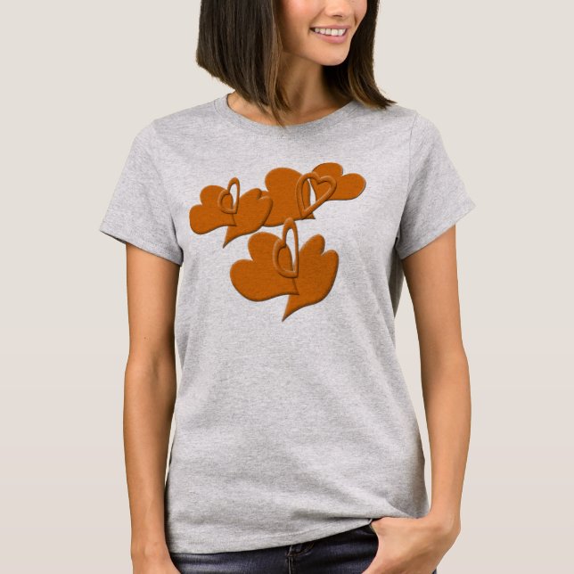 Chic Orange Heart Shapes Cluster T-Shirt (Vorderseite)