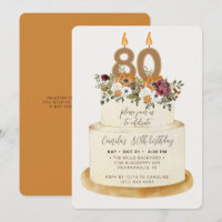Chic Orange Herbst Herbst 80. Geburtstagskuchen