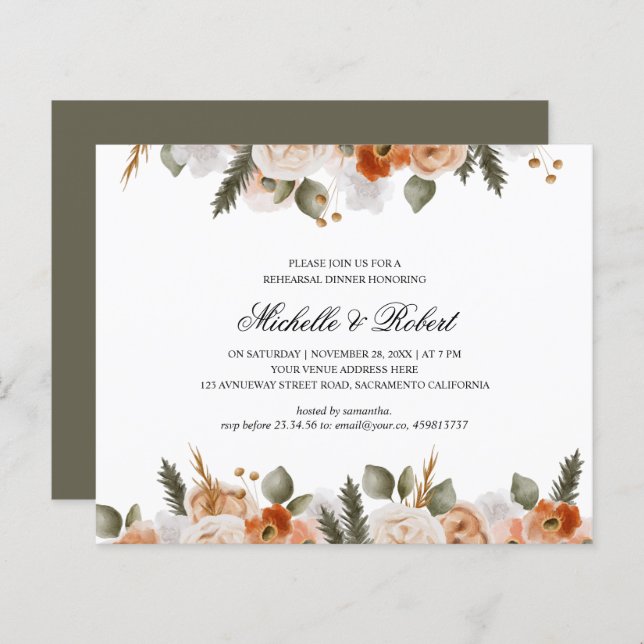 Chic Orange Ivory Moss Wedding Probe Dinner (Vorne/Hinten)