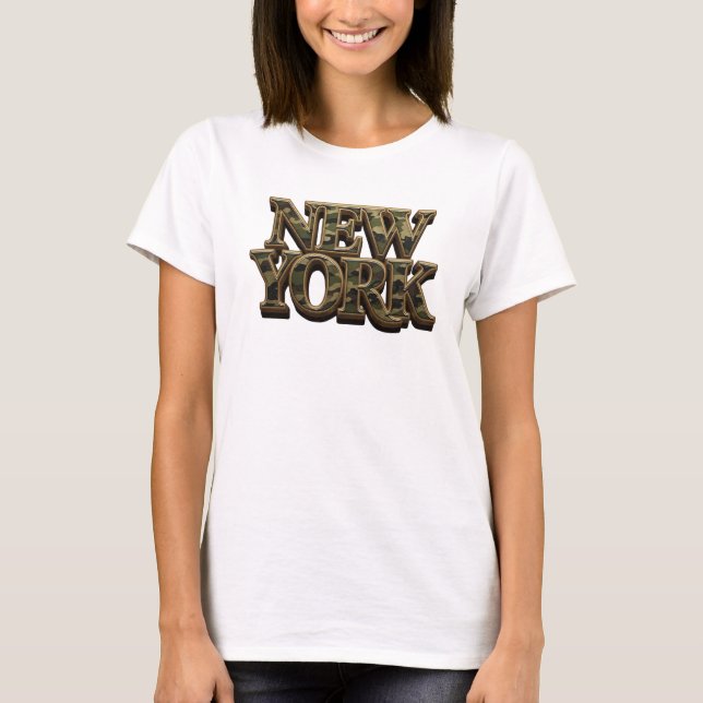 Chic Orange NEW YORK 3D Textart T-Shirt (Vorderseite)