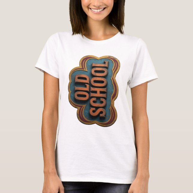 Chic Orange OLD SCHOOL Fettes Design T-Shirt (Vorderseite)