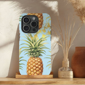 Chic Orange, Pastel Blue und Gold Ananas Obst Case-Mate iPhone Hülle