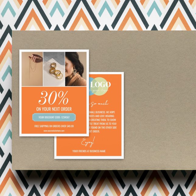 Chic Orange Product Fotos Discount Order Insert Flyer (Von Creator hochgeladen)