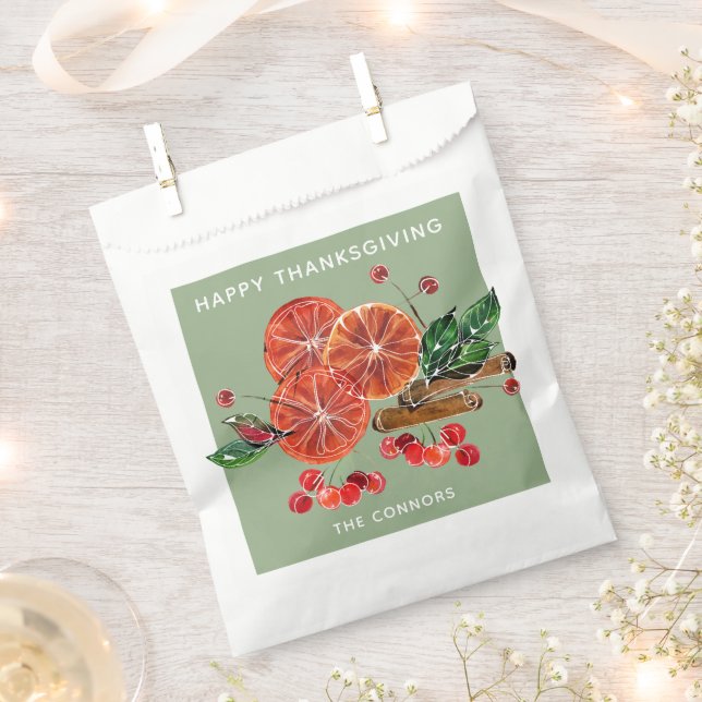 Chic Orange Scheiben und Zimt Sticks Herbst Geschenktütchen (Ausgeschnitten)