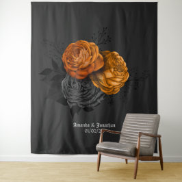 Chic Orange und Black Gothic Wedding Theme Wandteppich