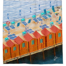 Chic Orange und Blue Cabanas Beach Style