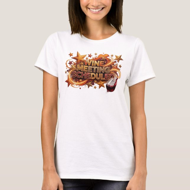 Chic Orange WINE MEETING GEPLANT Slogan Tee (Vorderseite)