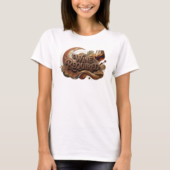 Chic Orange WINE REQUIRED Slogan T-Shirt (Vorderseite)