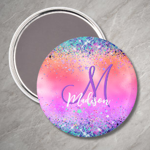 Chic orangefarbene pink irisierende falsche Glitte Magnet