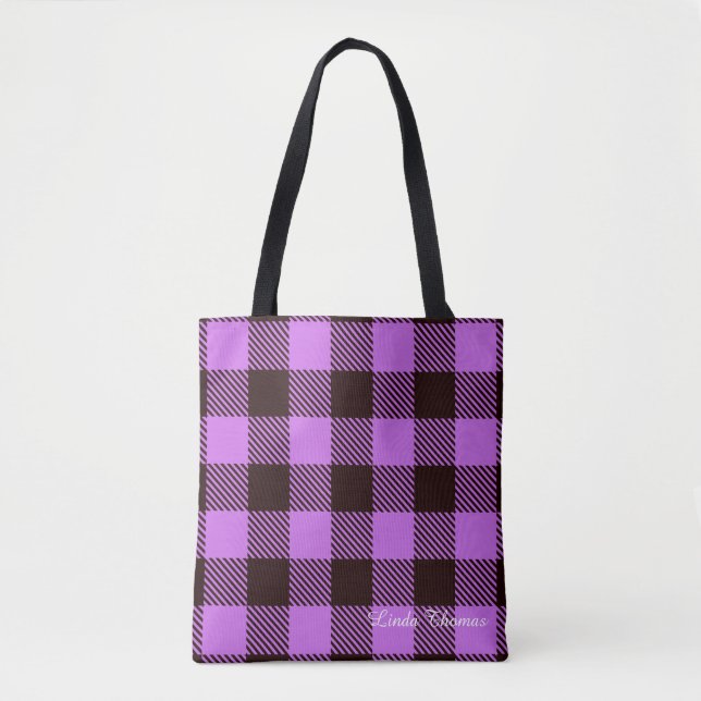 Chic Orchid Black Tartan Einfache Personalisierte  (Vorderseite)
